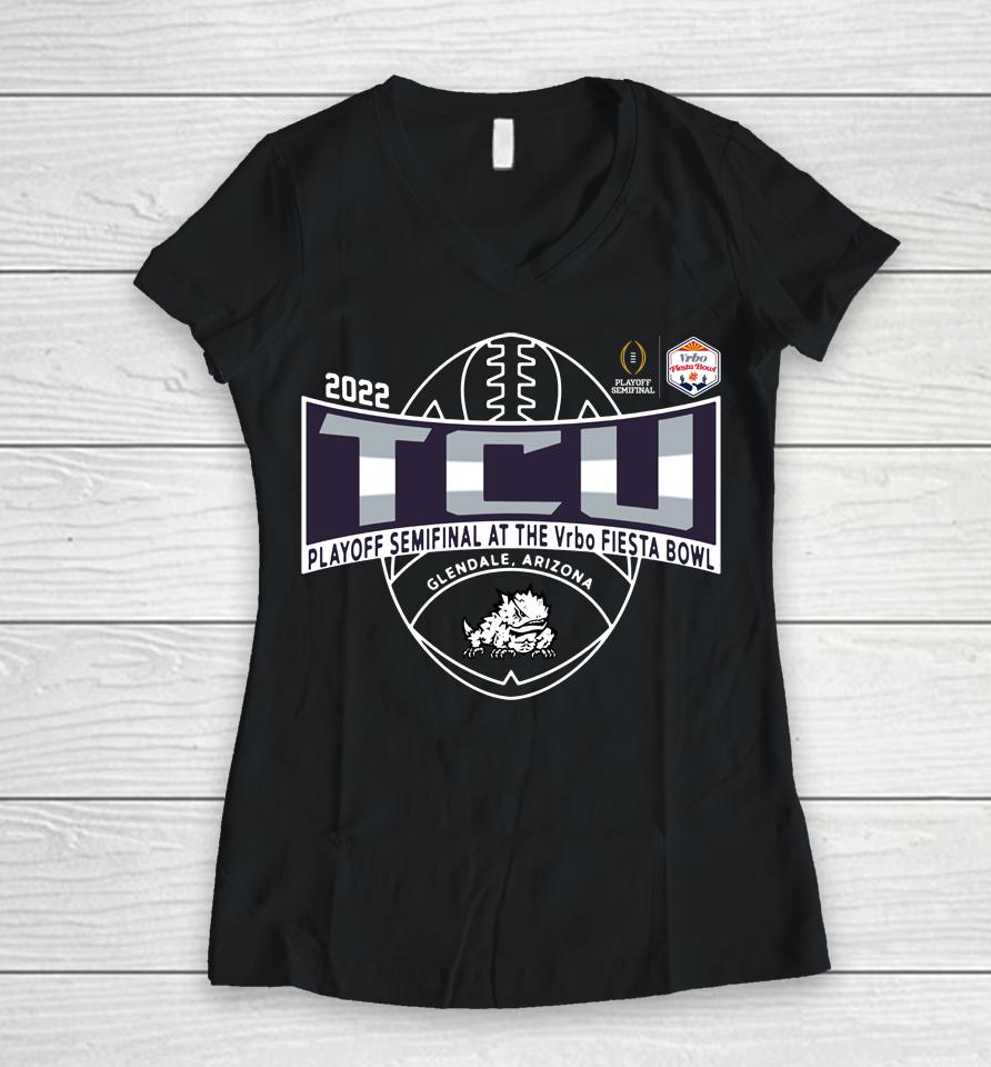 2022 Tcu Horned Frogs Playoff Semifinal Bound Rally House Women V-Neck T-Shirt