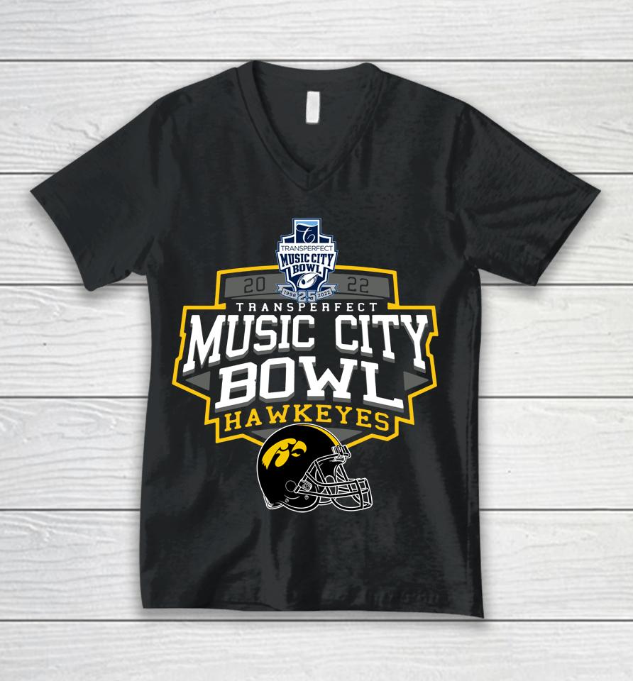 2022 Transperfect Music City Bowl Iowa Unisex V-Neck T-Shirt