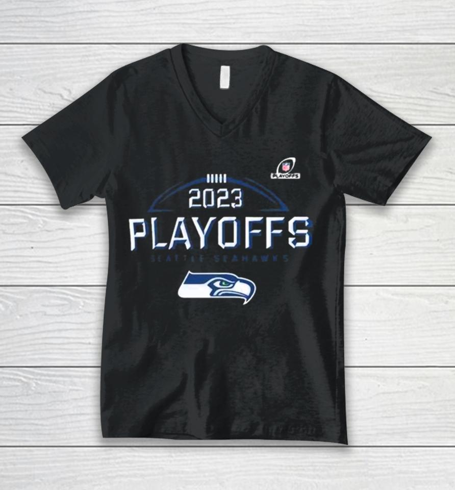 2023 2024 Nfl Playoffs Seattle Seahawks Logo Unisex V-Neck T-Shirt