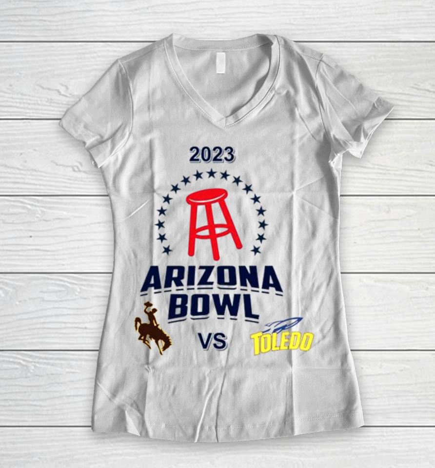 2023 Arizona Bowl Wyoming Cowboys Vs Toledo Rockets Matchup Women V-Neck T-Shirt