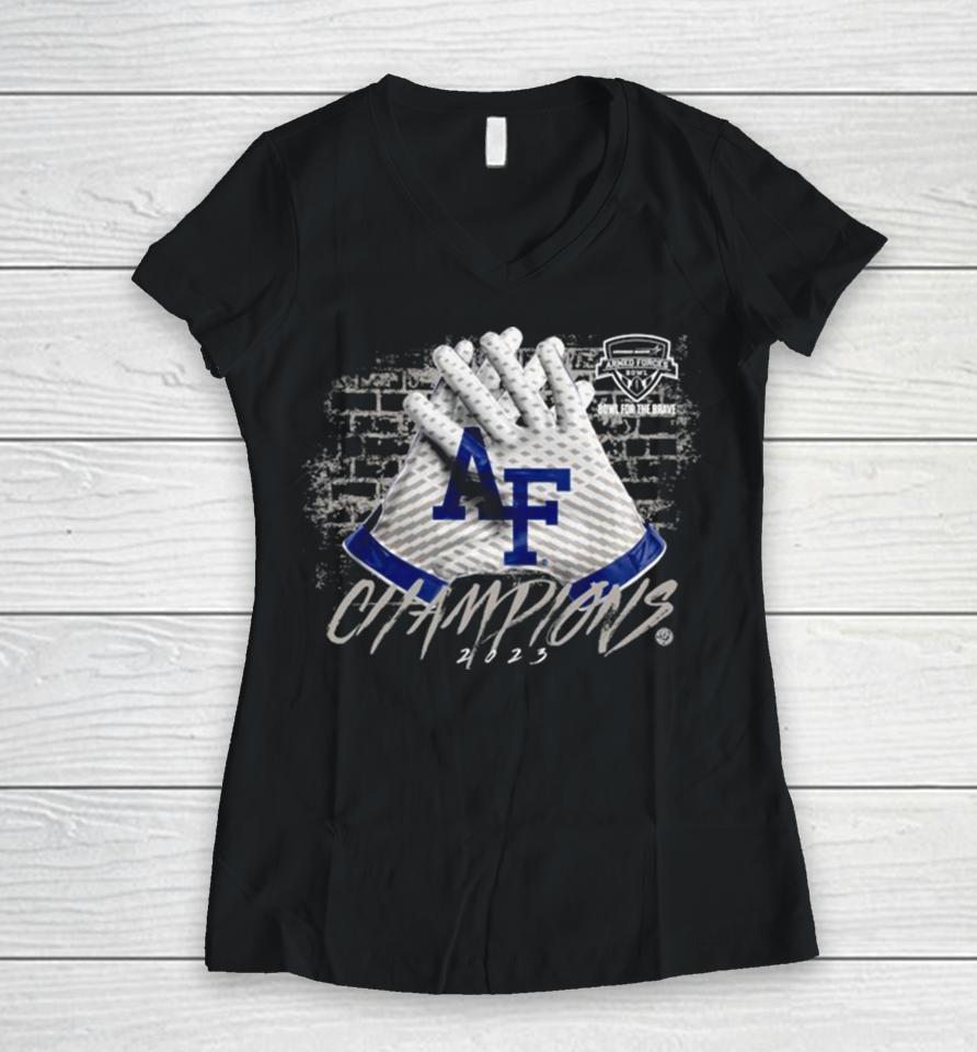 2023 Armed Forces Bowl Champions Air Force Falcons Football Graphic Women V-Neck T-Shirt