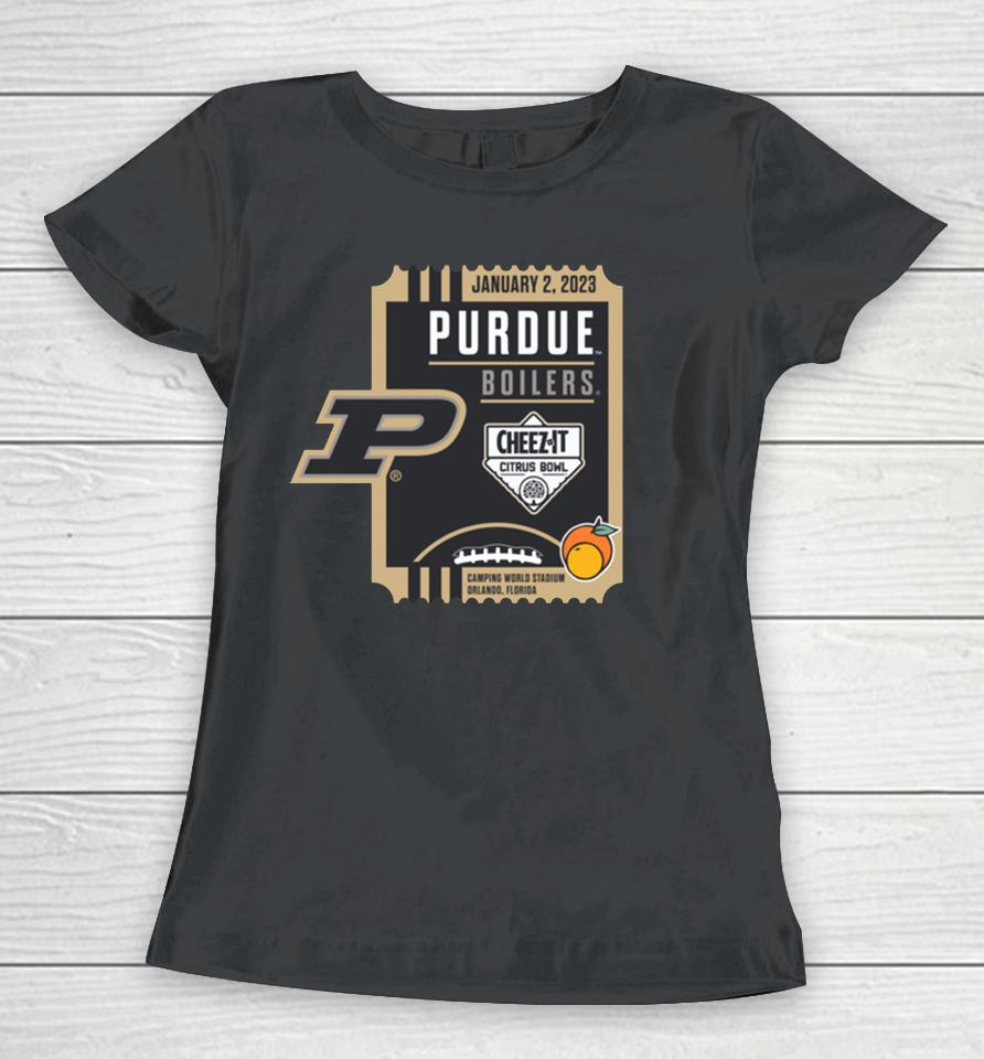 2023 Citrus Bowl Purdue Boilers Black Women T-Shirt