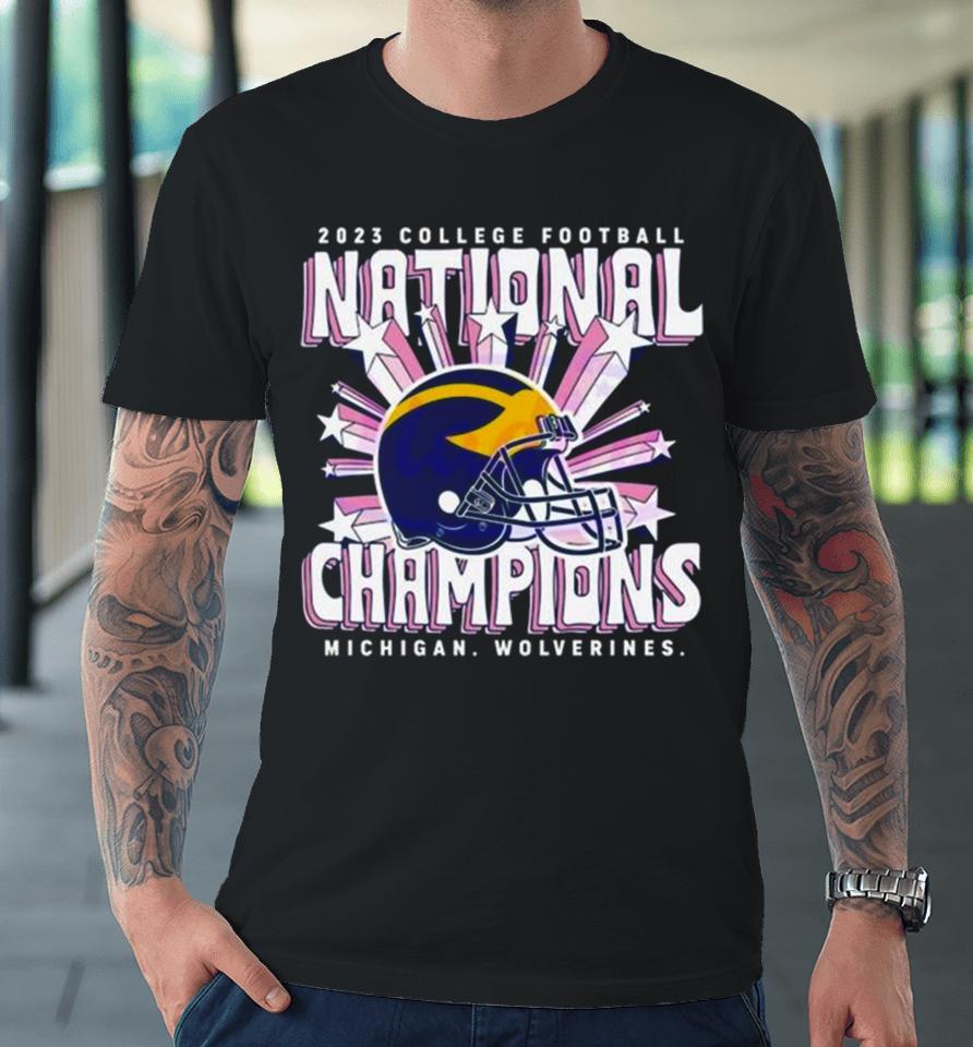 2023 College Football National Champions Michigan Wolverines Helmet Premium T-Shirt