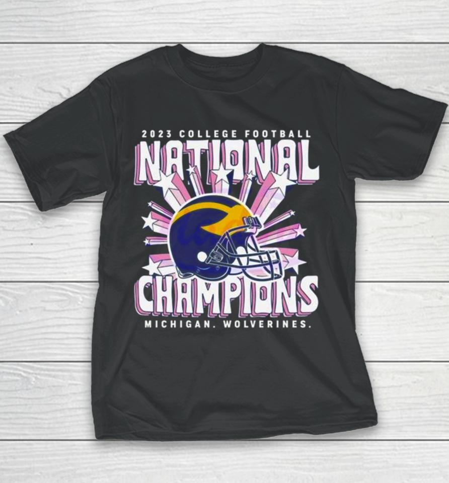 2023 College Football National Champions Michigan Wolverines Helmet Youth T-Shirt