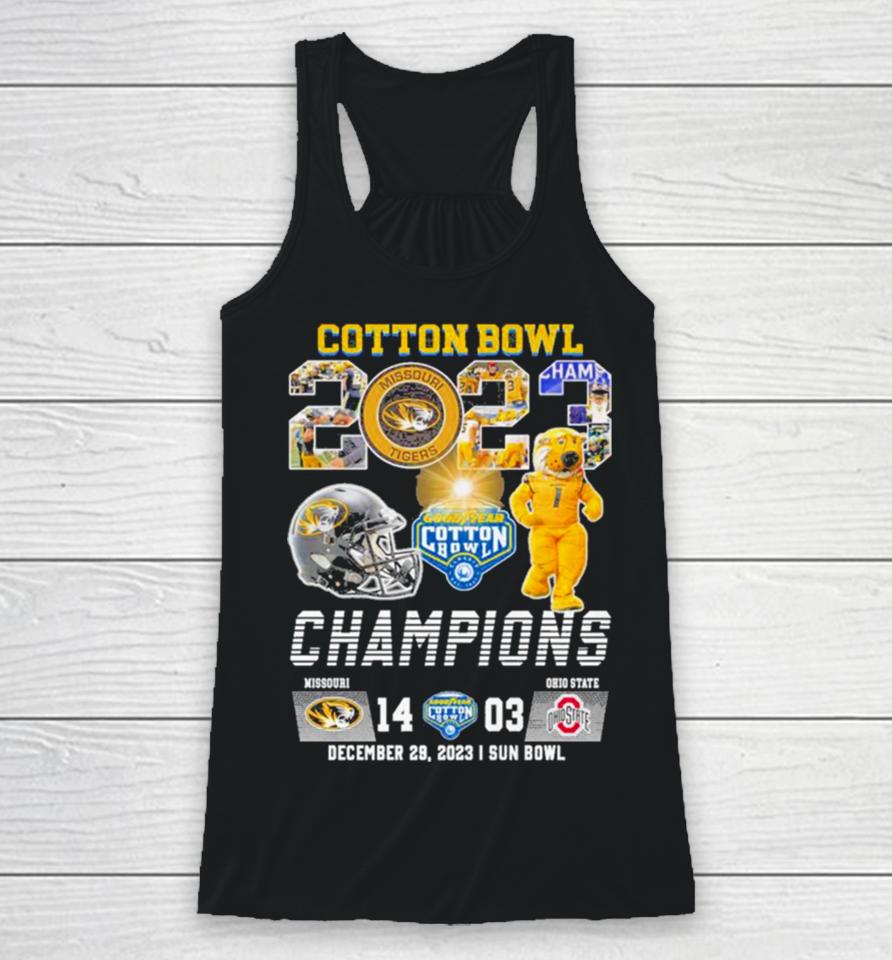 2023 Cotton Bowl Champions Missouri Tigers Football 38 25 Ohio State Racerback Tank