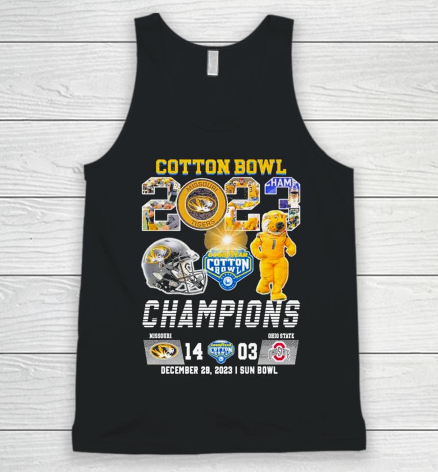 2023 Cotton Bowl Champions Missouri Tigers Football 38 25 Ohio State Unisex Tank Top