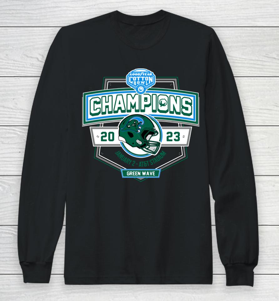 2023 Cotton Bowl Merch Tulane Green Wave Champions Long Sleeve T-Shirt
