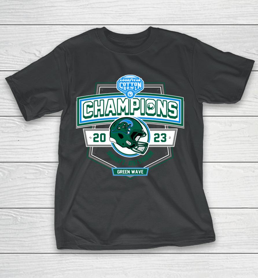 2023 Cotton Bowl Merch Tulane Green Wave Champions T-Shirt