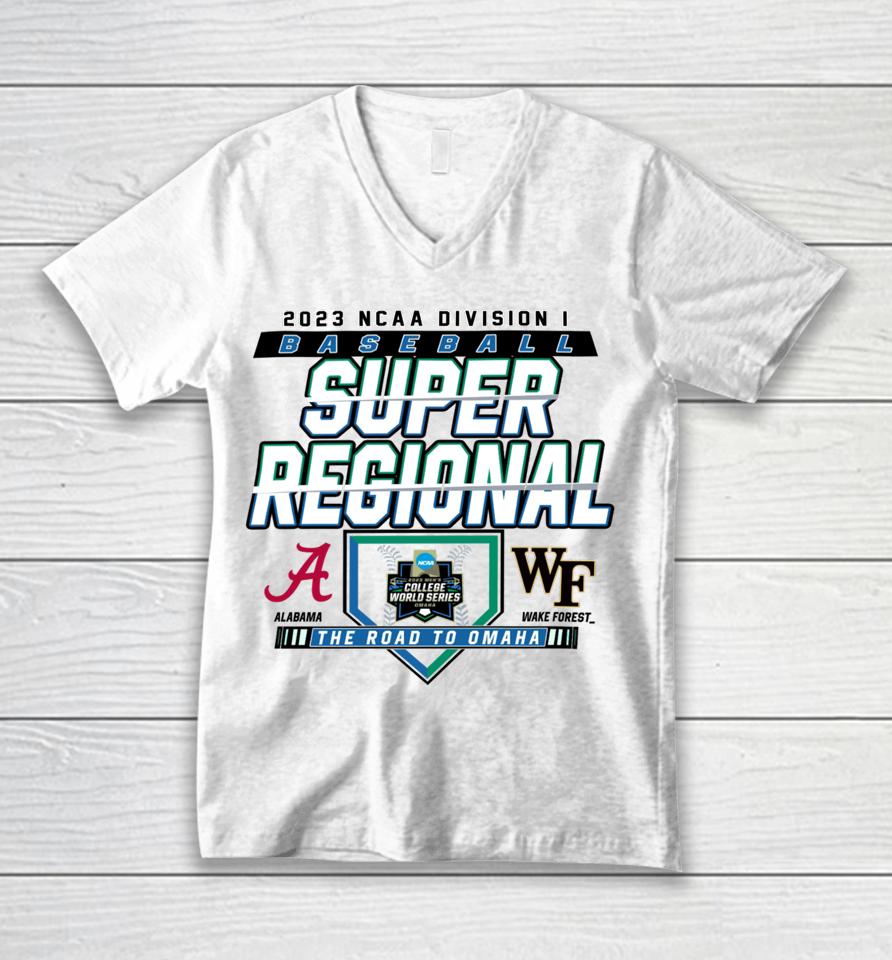 2023 Division I Baseball Super Regional Alabama Vs Wake Forest Unisex V-Neck T-Shirt