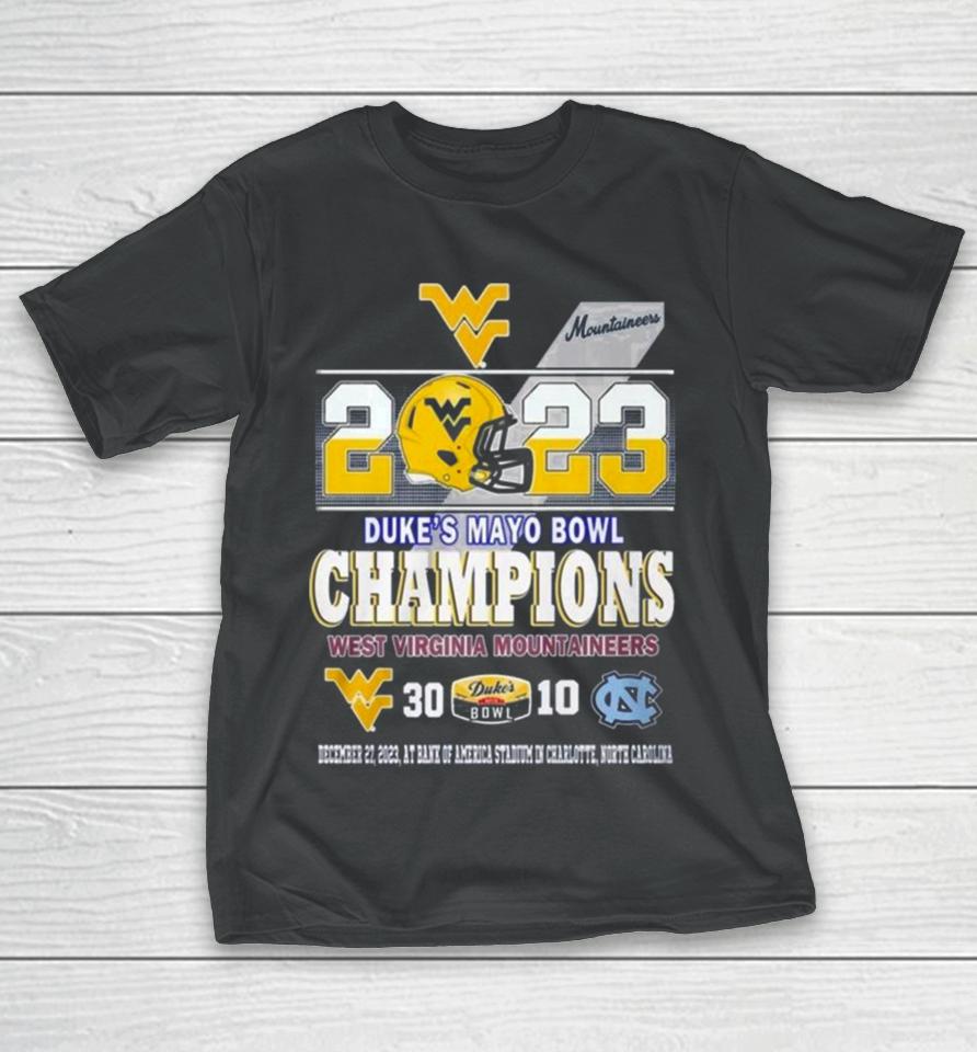 2023 Duke’s Mayo Bowl Champions West Virginia Mountaineers 30 10 North Carolina Football T-Shirt