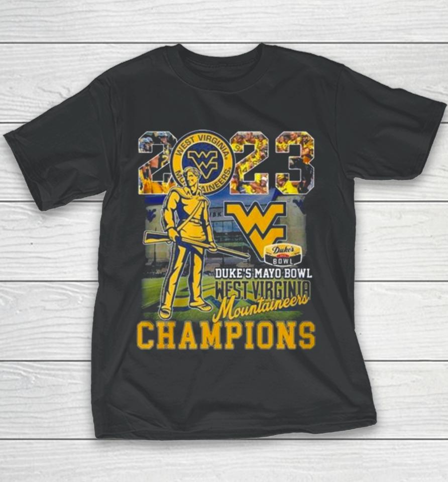 2023 Duke’s Mayo Bowl Champions West Virginia Mountaineers Youth T-Shirt