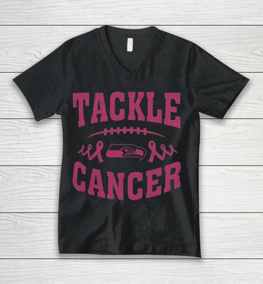 2023 Football Seattle Seahawks Tackle Breast Cancer Unisex V-Neck T-Shirt