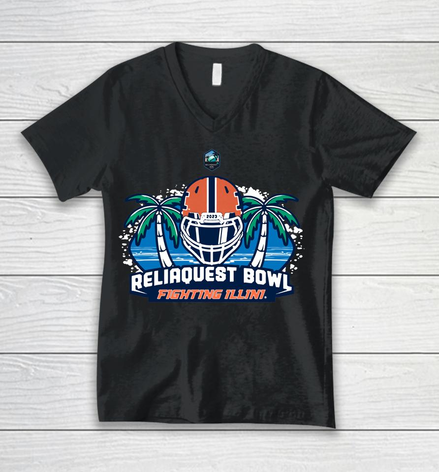 2023 Illinois Fighting Illini Reliaquest Bowl Orange Unisex V-Neck T-Shirt