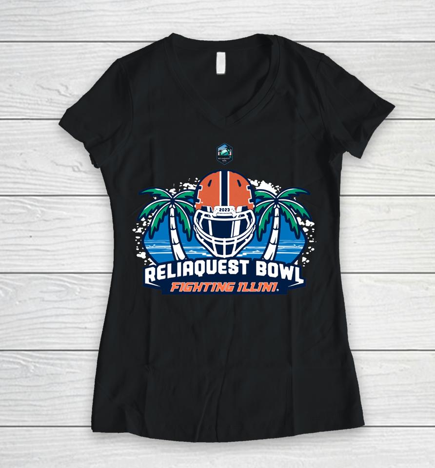 2023 Illinois Fighting Illini Reliaquest Bowl Orange Women V-Neck T-Shirt