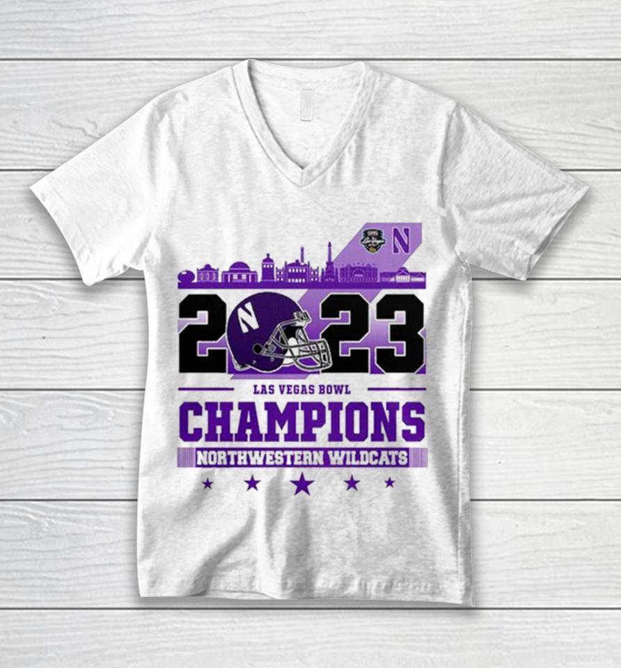 2023 Las Vegas Bowl Northwestern Wildcats Unisex V-Neck T-Shirt