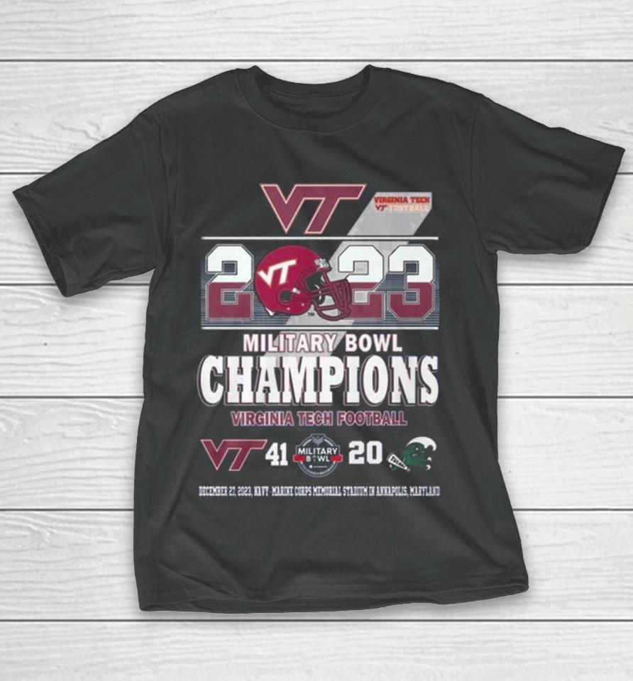 2023 Military Bowl Champions Virginia Tech Football 41 20 Tulane Football T-Shirt