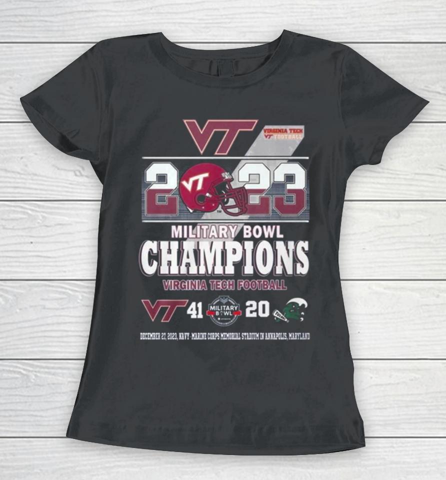 2023 Military Bowl Champions Virginia Tech Football 41 20 Tulane Football Women T-Shirt