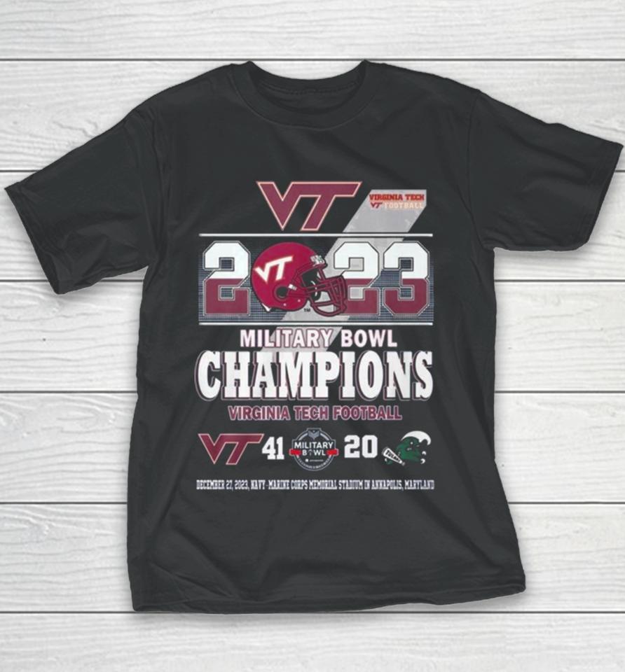 2023 Military Bowl Champions Virginia Tech Football 41 20 Tulane Football Youth T-Shirt