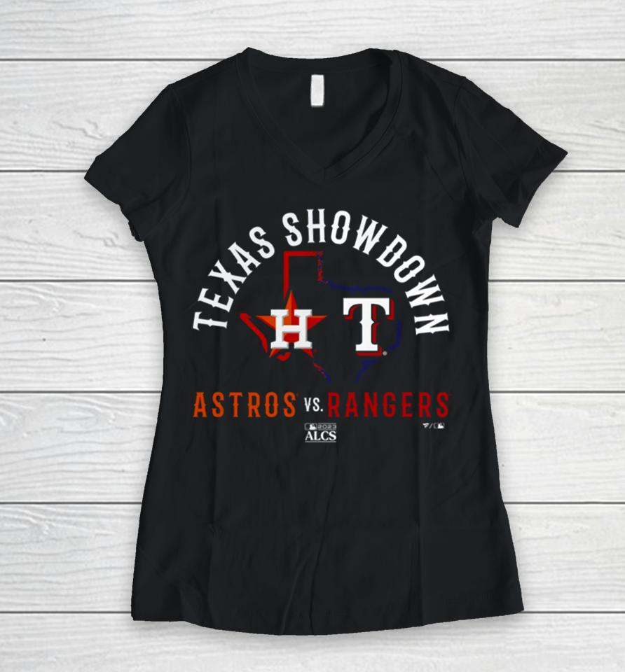 2023 Mlb Playoffs Alcs Houston Astros Vs Texas Rangers Women V-Neck T-Shirt