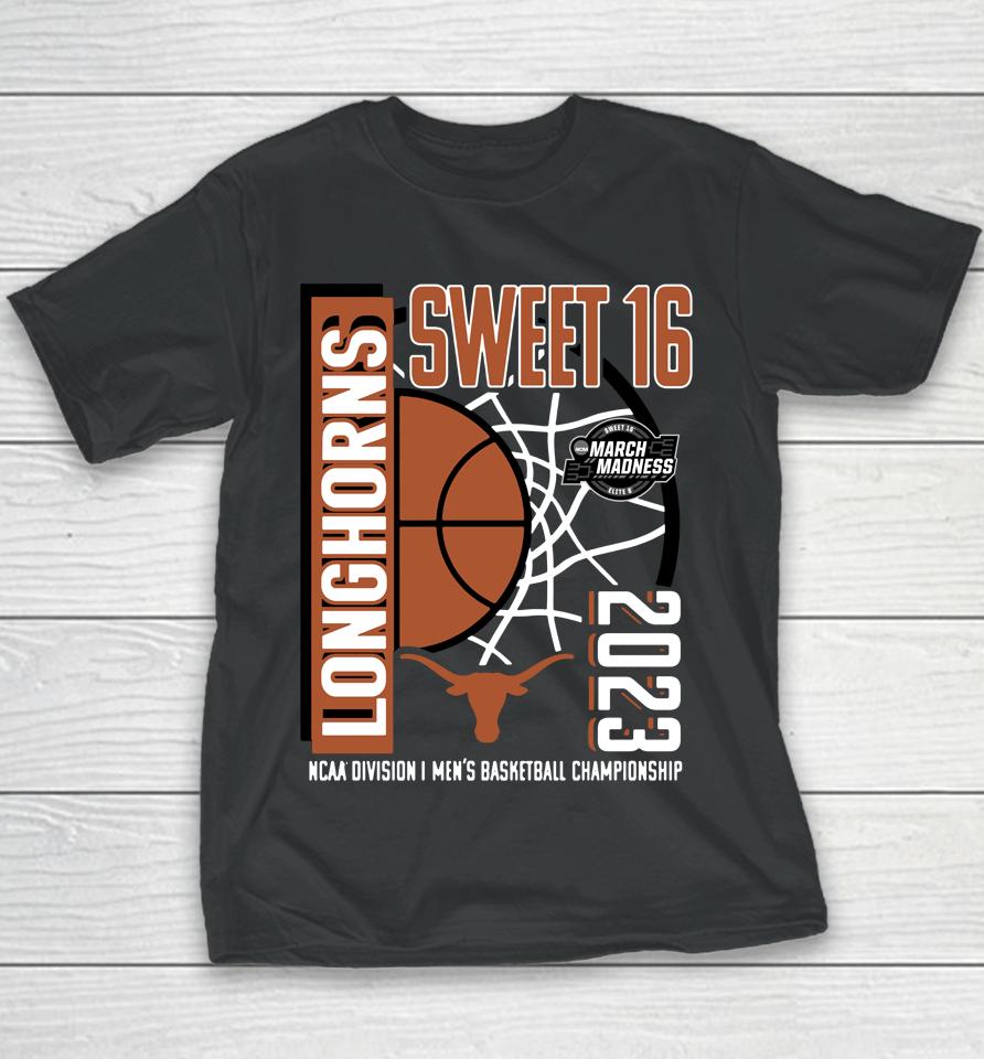 2023 Ncaa Texas Longhorns Fanatics Branded Men's Basketball Tournament March Madness Sweet 16 Youth T-Shirt