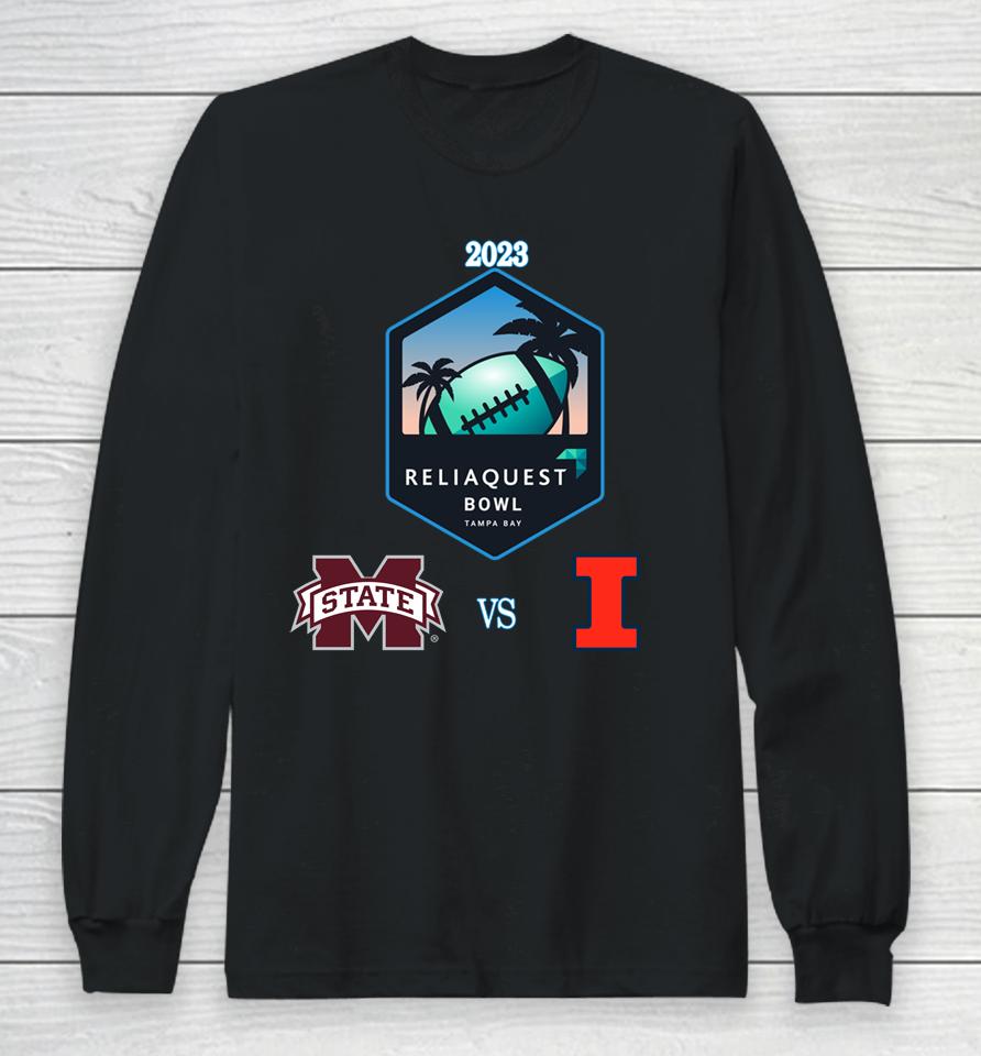 2023 Reliaquest Bowl Merch Illinois Fighting Illini Vs Mississippi State Bulldogs Matchup Long Sleeve T-Shirt