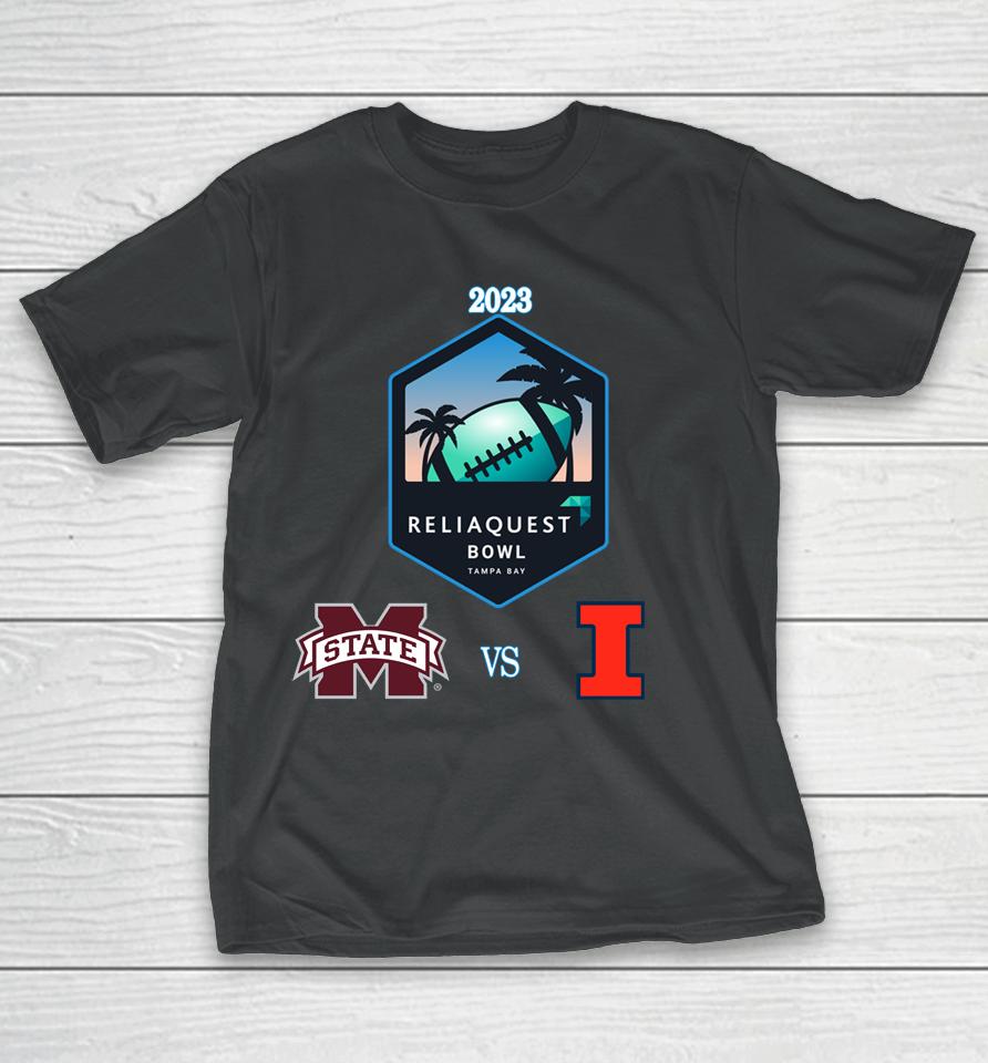 2023 Reliaquest Bowl Merch Illinois Fighting Illini Vs Mississippi State Bulldogs Matchup T-Shirt