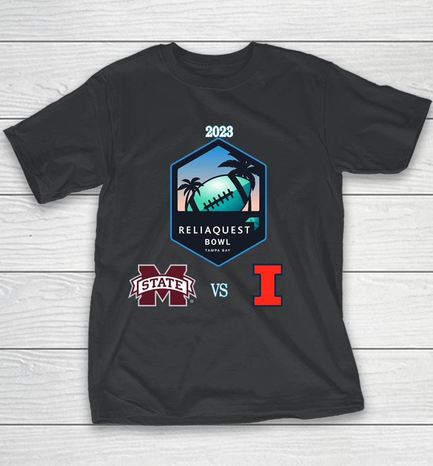 2023 Reliaquest Bowl Merch Illinois Fighting Illini Vs Mississippi State Bulldogs Matchup Youth T-Shirt