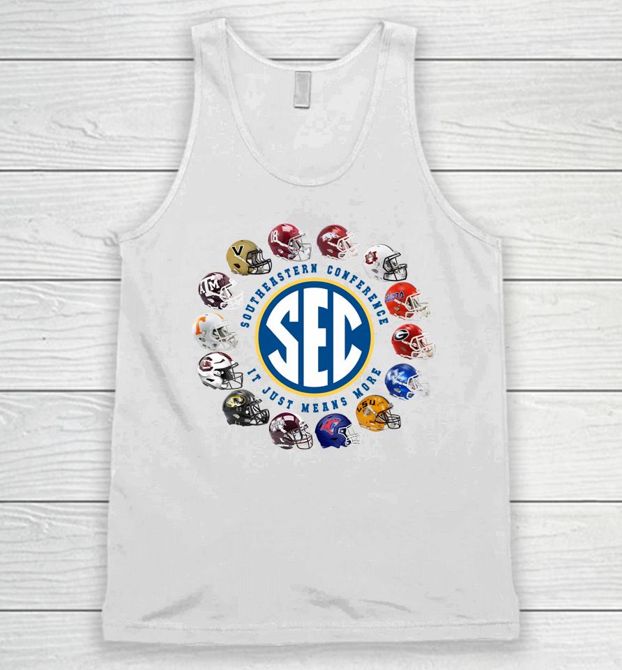 2023 Sec Southeastern Conference It Just Means More 14 Teams Helmet Unisex Tank Top