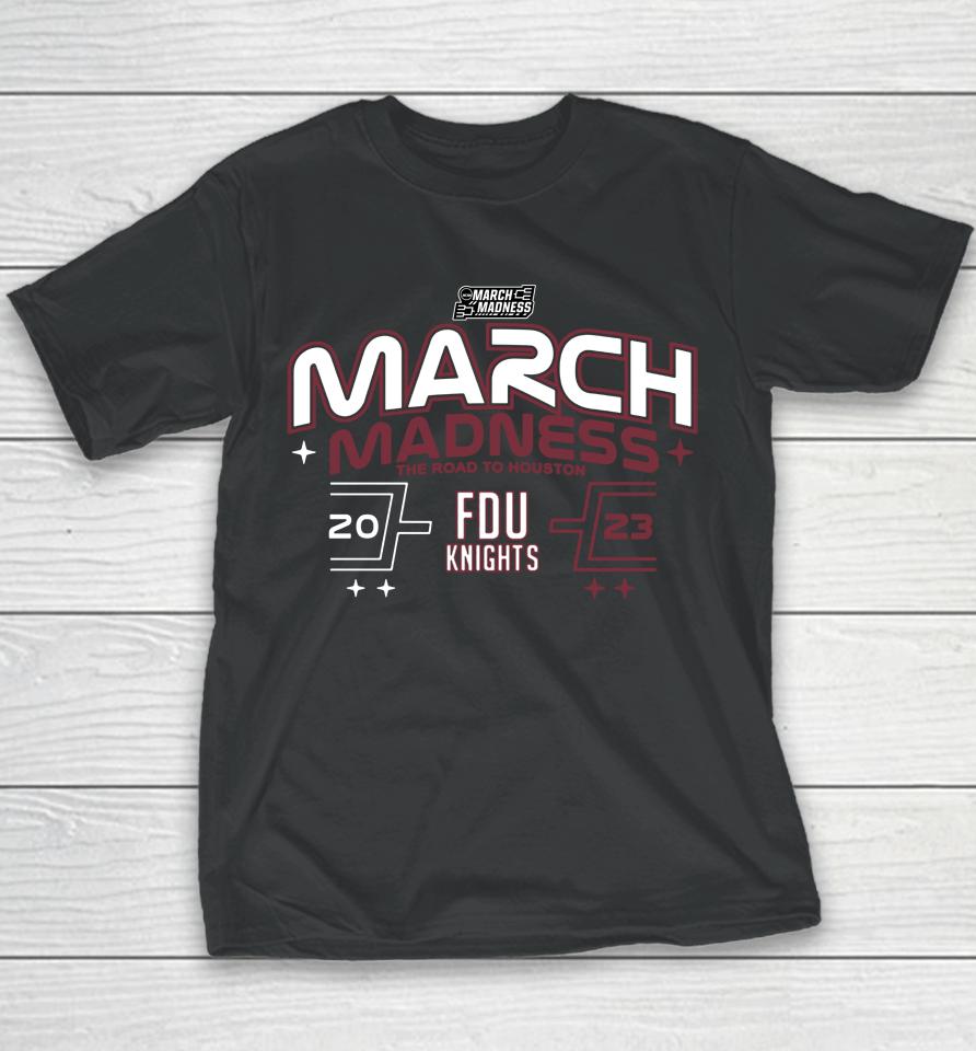 2023 Shop Fairleigh Dickinson University Men's Basketball 2023 Ncaa Tournament Bound Youth T-Shirt