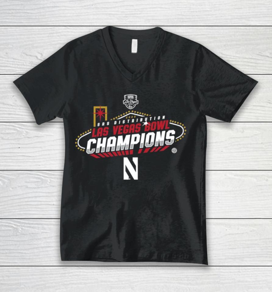 2023 Srs Distribution Las Vegas Bowl Northwestern Wildcats Champions Unisex V-Neck T-Shirt