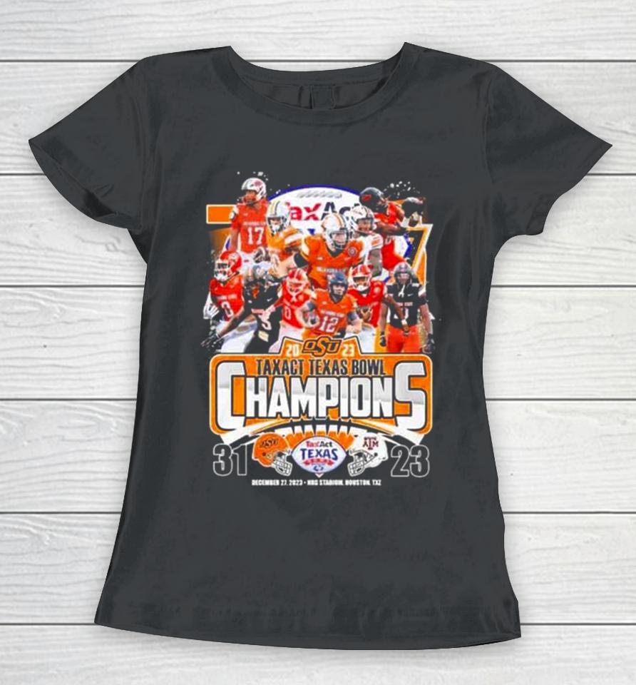 2023 Tax Act Texas Bowl Champions Oklahoma State Cowboys Team Women T-Shirt