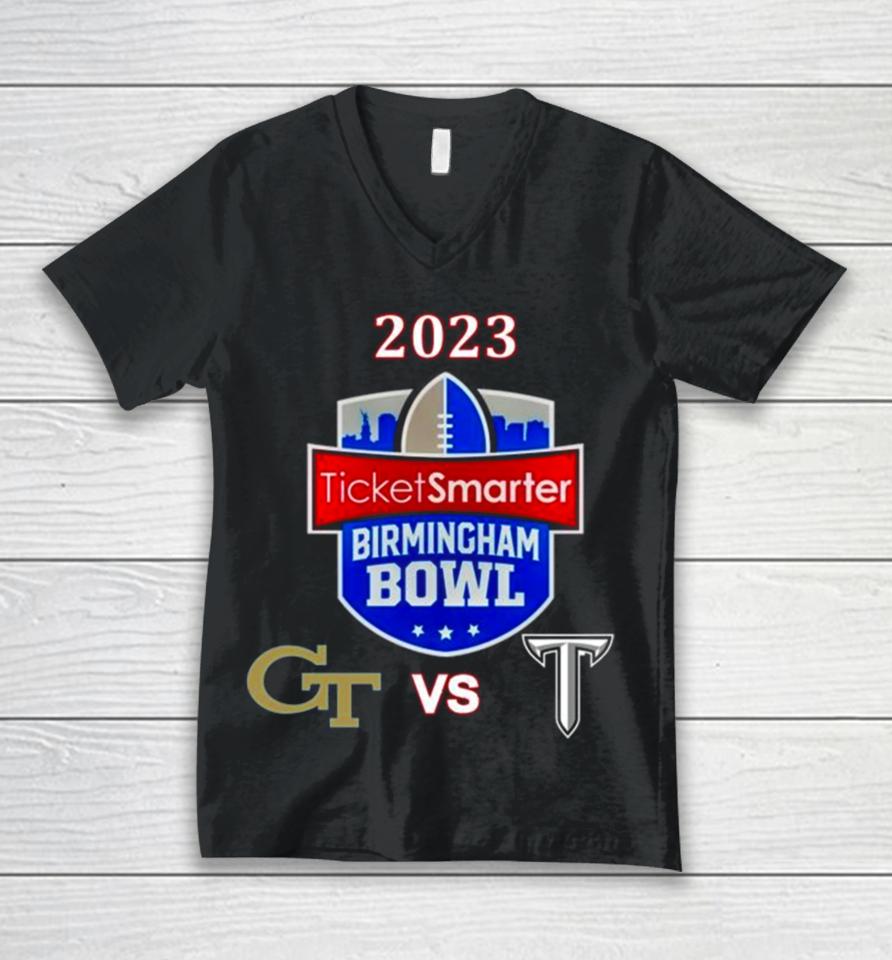 2023 Ticketsmarter Birmingham Bowl Georgia Tech Vs Troy Protective Stadium Birmingham Al Unisex V-Neck T-Shirt