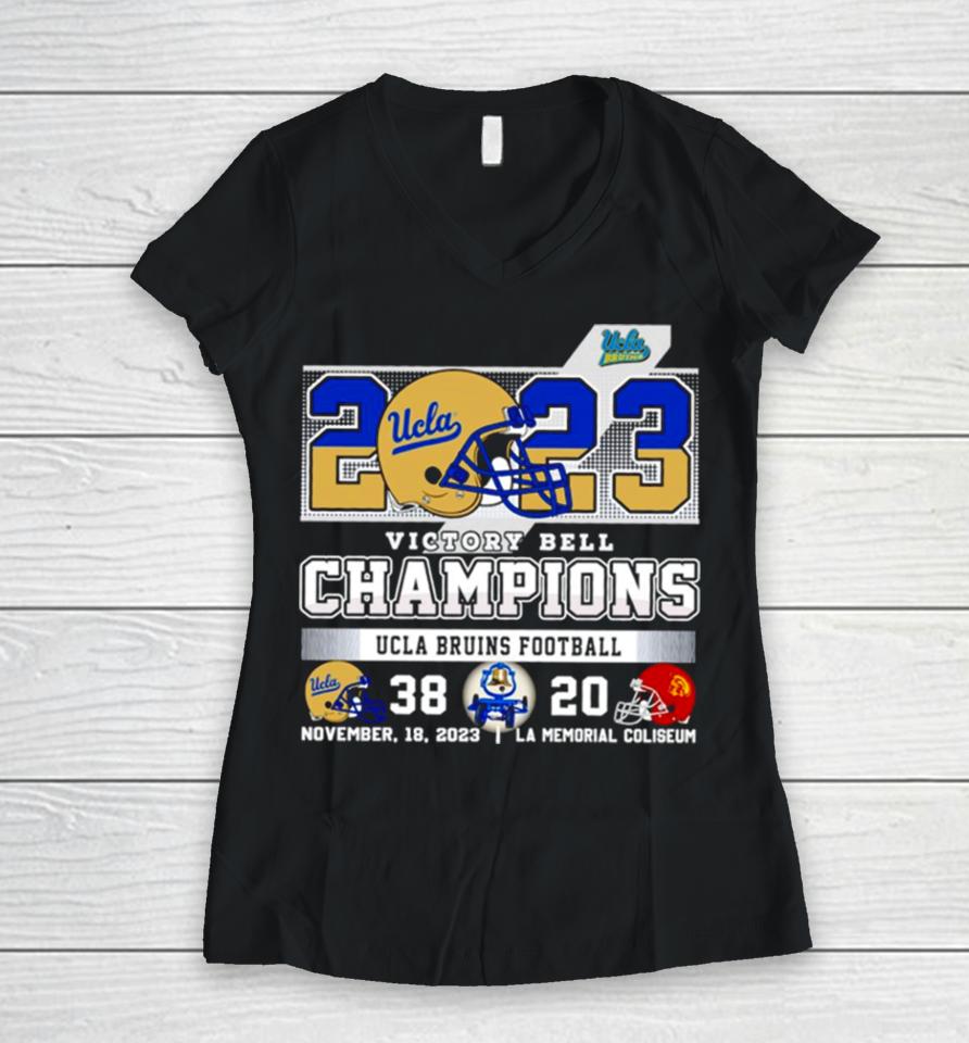 2023 Victory Bell Champions Ucla Bruins Football Women V-Neck T-Shirt