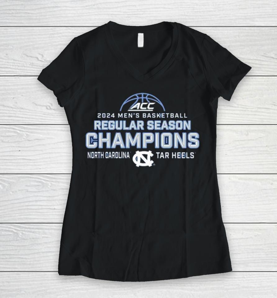 2024 Acc Men’s Basketball Regular Season Champions North Carolina Tar Heels Women V-Neck T-Shirt