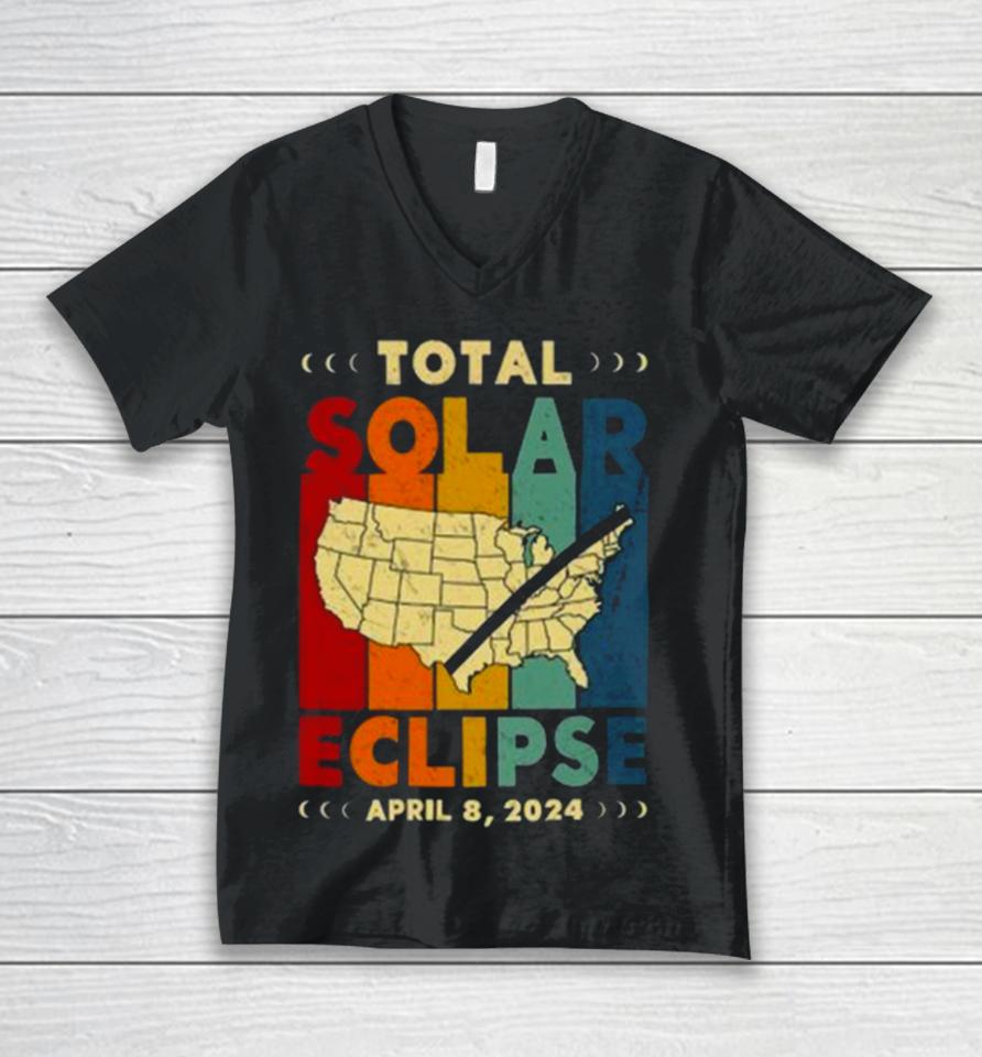 2024 America Path Of Totality April 8Th 2024 Total Solar Eclipse Matching Family Unisex V-Neck T-Shirt