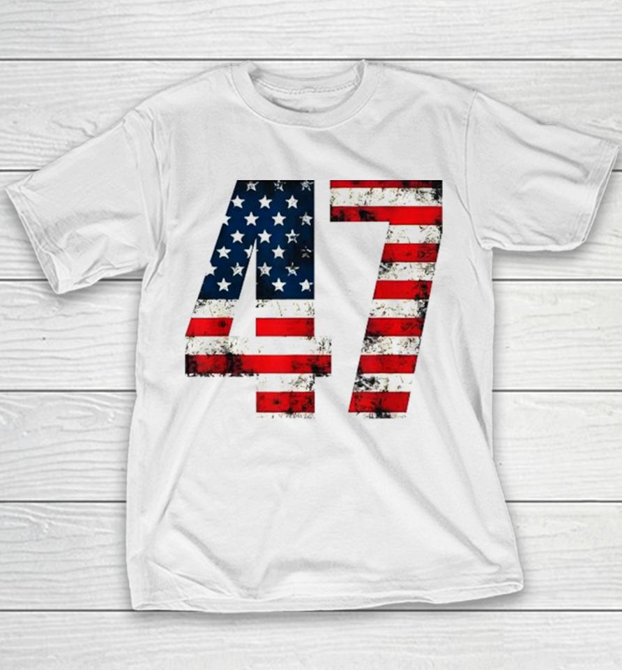2024 American Flag America 45 47 President Donald Trump Unisex Youth T-Shirt