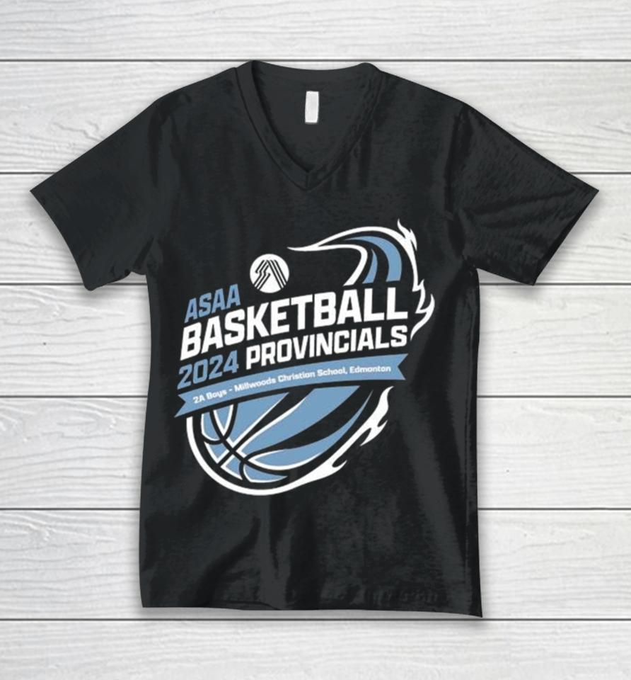 2024 Asaa Basketball Provincials 2A Boys Millwoods Christian School Unisex V-Neck T-Shirt
