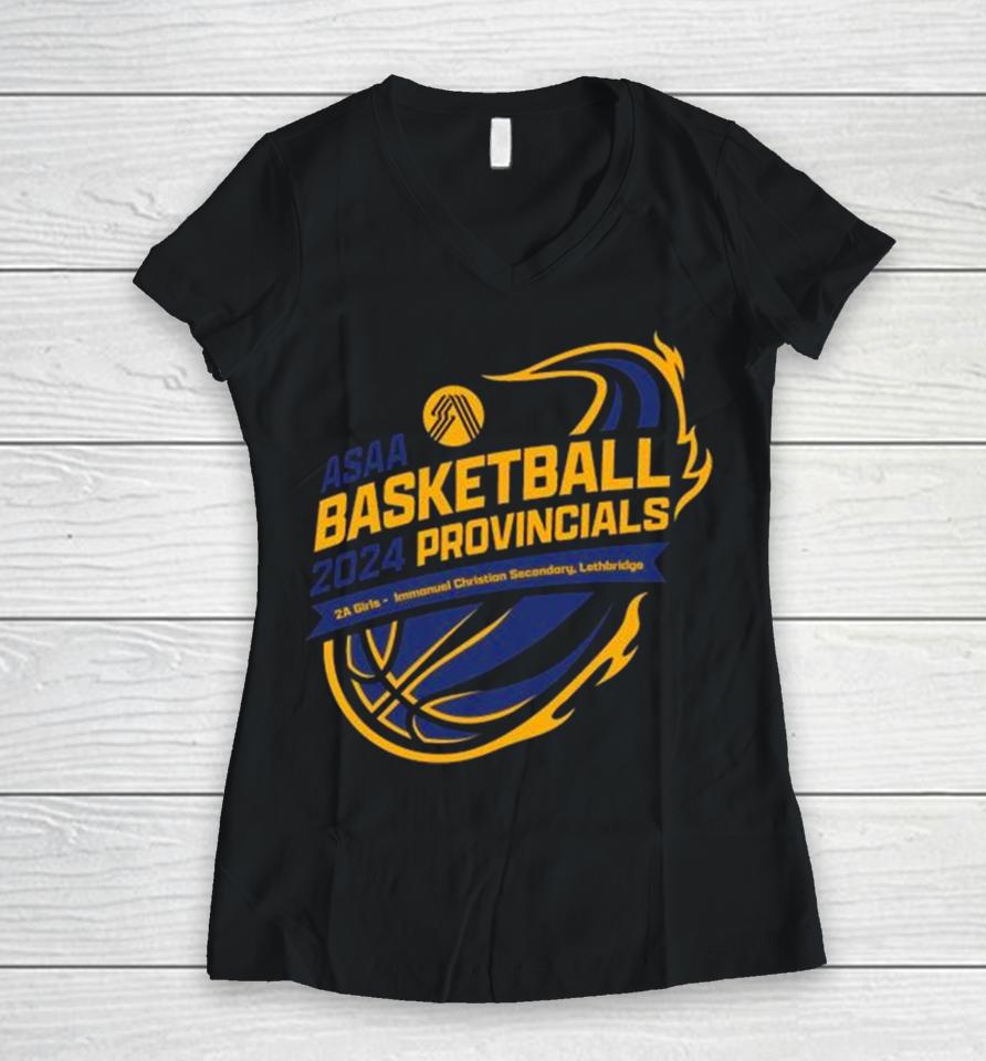 2024 Asaa Basketball Provincials 2A Girls Immanuel Christian Secondary Women V-Neck T-Shirt
