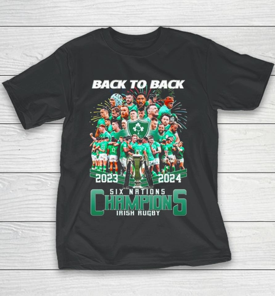 2024 Back To Back Six Nations Champions Irish Rugby Youth T-Shirt