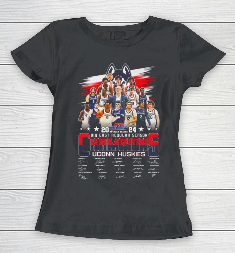 2024 Big East Regular Season Champions Uconn Huskies Signatures Women T-Shirt
