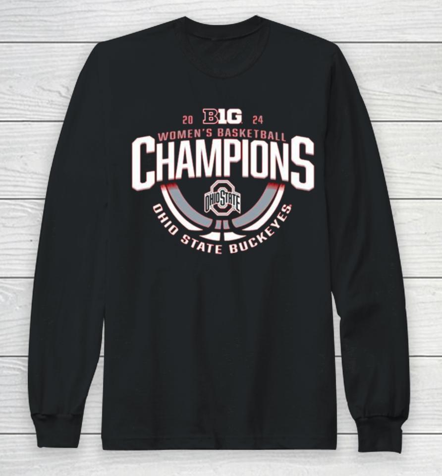 2024 Big Ten Women’s Basketball Scarlet Ohio State Buckeyes Champions Long Sleeve T-Shirt