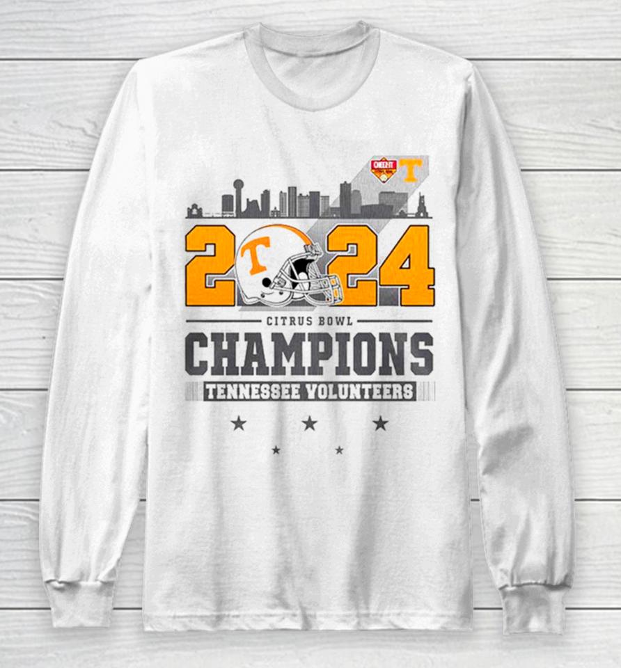 2024 Cheez It Citrus Bowl Champions Tennessee Volunteers Helmet Long Sleeve T-Shirt