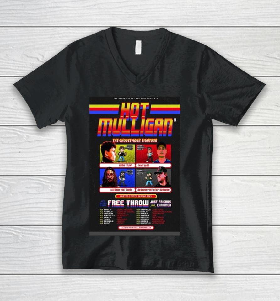 2024 Hot Mulligan United States Spring Tour Poster Unisex V-Neck T-Shirt