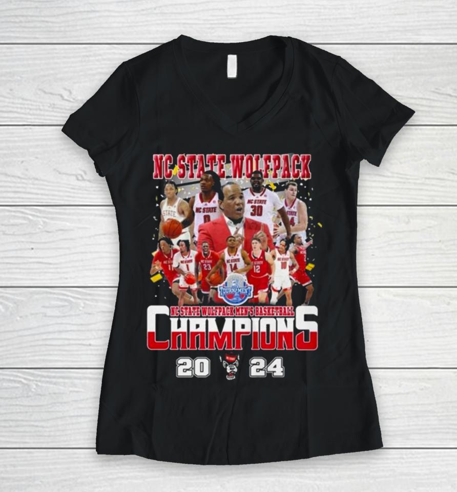 2024 Men’s Basketball Tournament Champions Nc State Wolfpack Women V-Neck T-Shirt