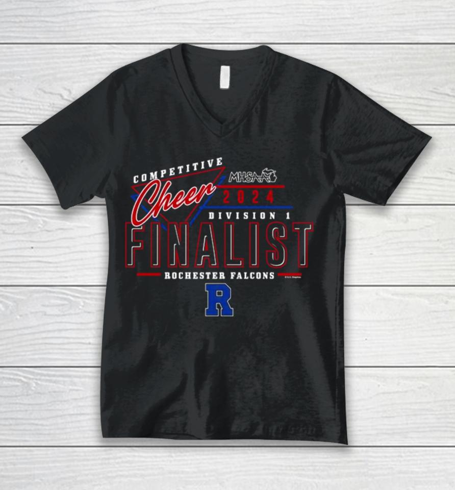 2024 Mhsaa Cheer D1 Finalist Rochester Falcons Unisex V-Neck T-Shirt