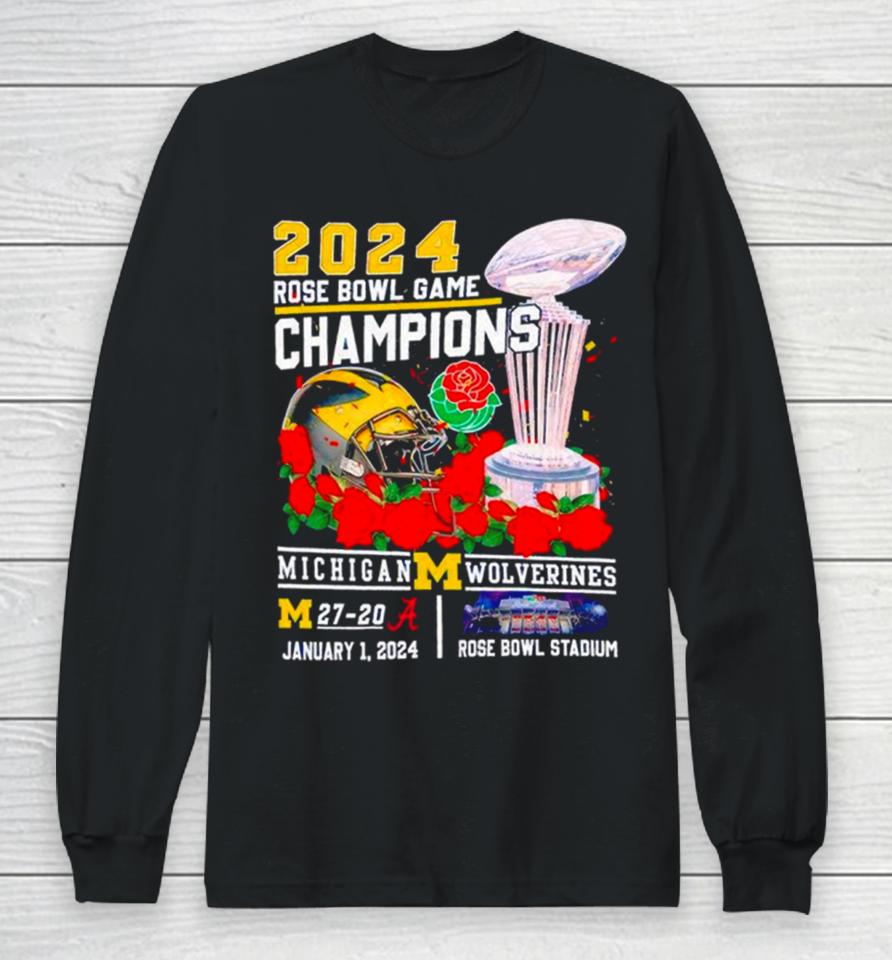 2024 Michigan Wolverines Rose Bowl Game Champions Long Sleeve T-Shirt