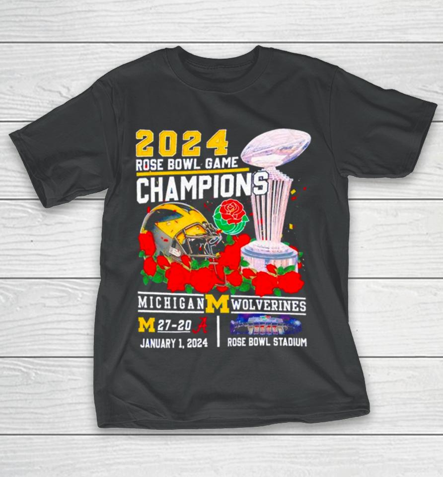 2024 Michigan Wolverines Rose Bowl Game Champions T-Shirt