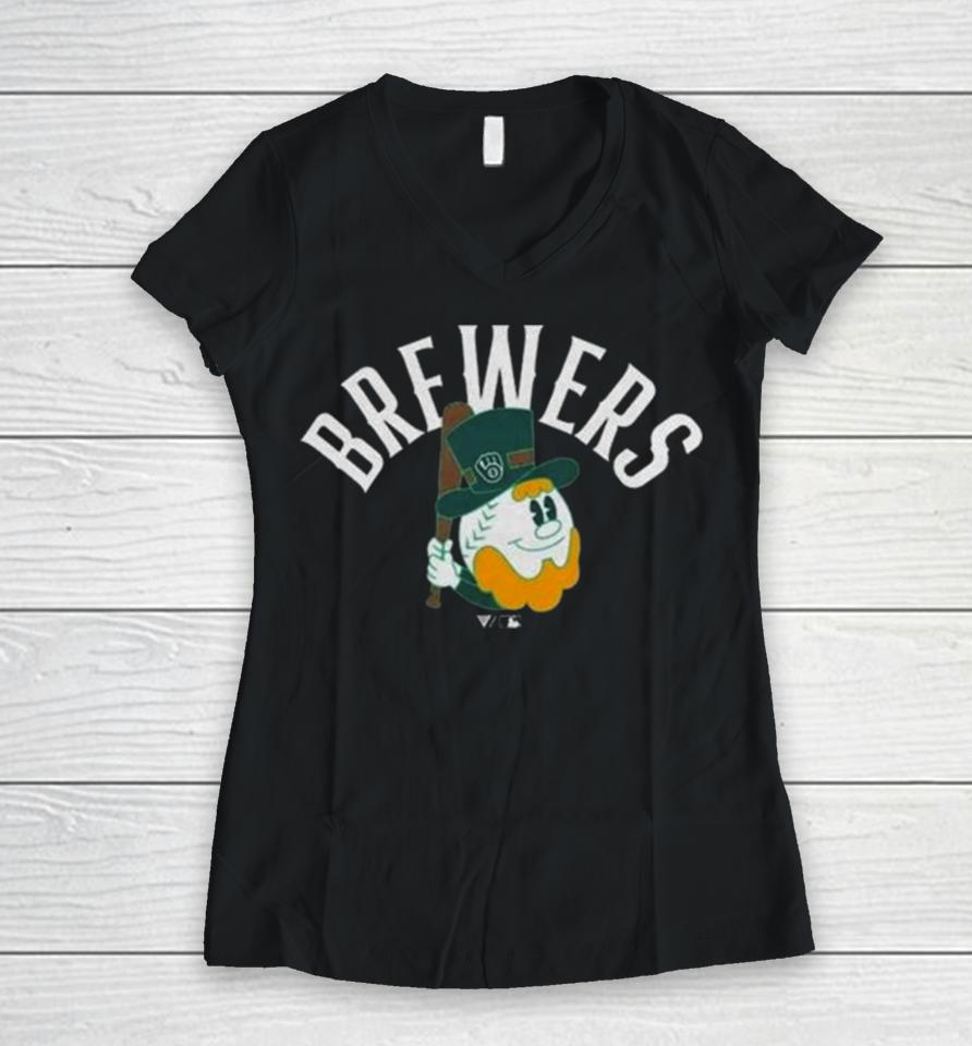 2024 Milwaukee Brewers Levelwear Green St. Patrick’s Day Women V-Neck T-Shirt