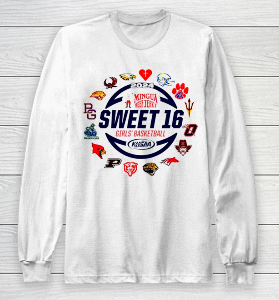 2024 Mingua Beef Jerky Sweet 16 Girls’ Basketball Logo Long Sleeve T-Shirt