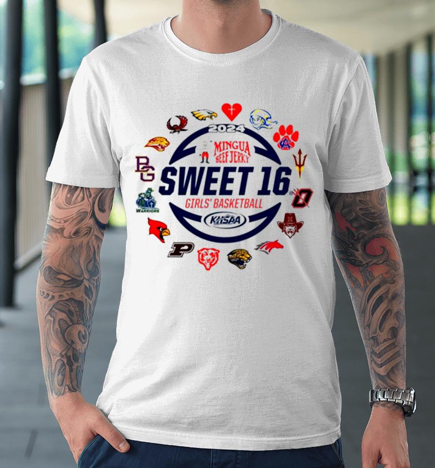 2024 Mingua Beef Jerky Sweet 16 Girls’ Basketball Logo Premium T-Shirt